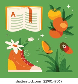 Colorido fondo veraniego. diseño de ilustración vectorial. elementos de verano. verano. Diseño conceptual de verano. diseño colorido.