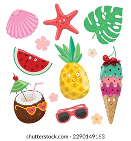 Colorful Summer background. vector illustration design. summer elements. summer time. Summer concept design. colorful design.