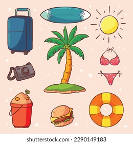 Colorful Summer background. vector illustration design. summer elements. summer time. Summer concept design. colorful design.