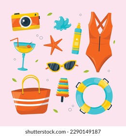 Colorful Summer background. vector illustration design. summer elements. summer time. Summer concept design. colorful design.