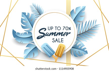 Colorful Summer banners, tropical backgrounds set with palms, leaves, sea, clouds, sky, beach colors. Beautiful Summer Time cards, posters, flyers, party invitations. Summertime template collection.