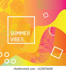 Colorful Summer banners, tropical backgrounds set with palms, leaves, sea, clouds, sky, beach colors. Beautiful Summer cards, posters, flyers, party invitations, summer cover book, vector eps 10