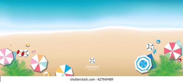 Colorful summer beach panoramic (banner) background