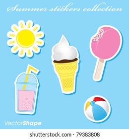 Colorful summer beach stickers collection vector illustration