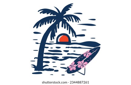 Colorful Summer Beach SVG Design. Summer California Beach Vector T-shirt Design. svg
