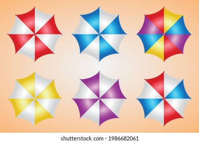 colorful summer beach umbrella bundle collection
