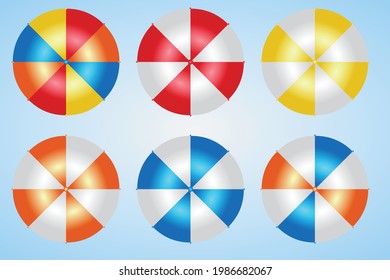 colorful summer beach umbrella bundle collection