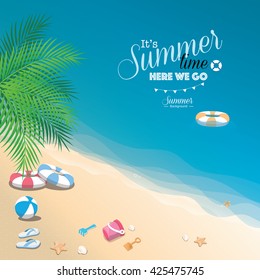 Colorful summer beach vector background
