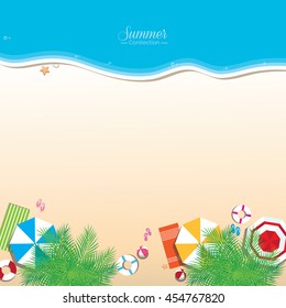 Colorful summer beach vector background , top view