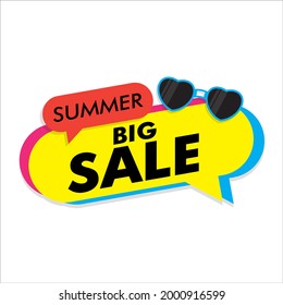 Colorful summer big sale with black eyeglasses and white background vector illustration for banner or poster, sale and discounts concept