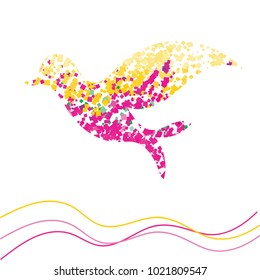 The colorful summer bird silhouette in vector