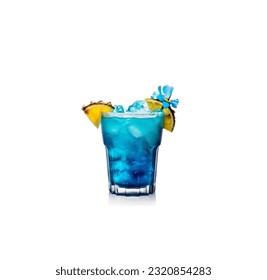 Colorful summer cocktail liquor blue curacao. Vector illustration isolated on white background