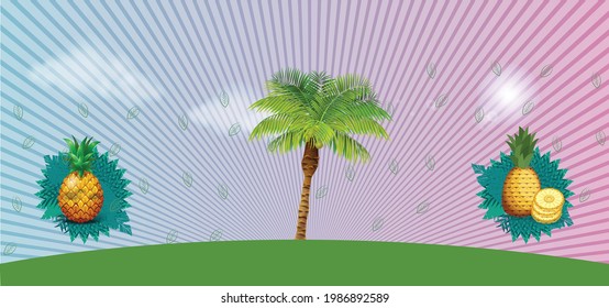 
Colorful Summer with Coconut Tree