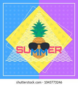 colorful summer creative banner with pineapple