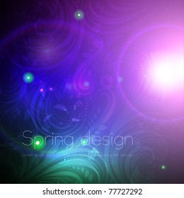 Colorful summer design. Seamless wallpaper background with sun shine, glow sparks and stars. Vector eps 10.