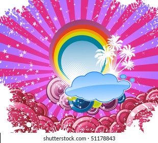 Colorful summer disco banner. Vector illustration