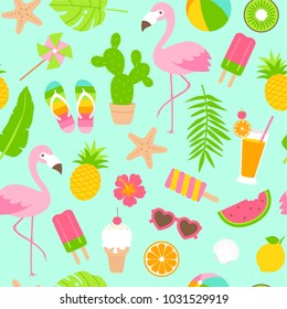 Colorful summer elements seamless pattern background