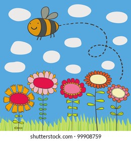Colorful summer floral background