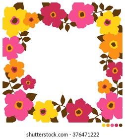 Colorful summer floral frame vector.
