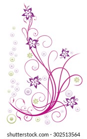 Colorful summer flowers, filigree and floral