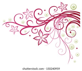 Abstract Tendril Blossoms Black Pink Stock Vector (Royalty Free ...