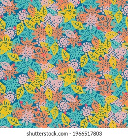 A colorful summer flowers seamless vector pattern