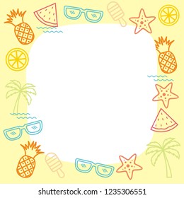Colorful summer frame vector 