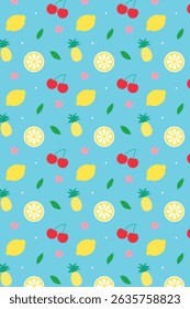 colorful summer fruit collection pattern