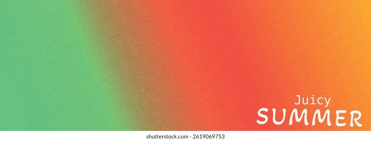 Colorful summer gradient with juicy green red and orange hues and text for seasonal design