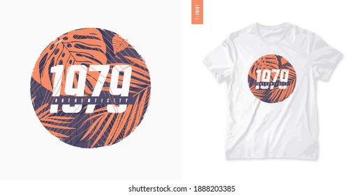 Colorful summer graphic t-shirt design, tropical print, vector illustration.