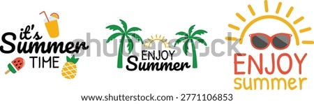 Colorful summer graphics with 'enjoy summer' and tropical elements