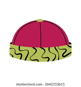 Colorful Summer Hat with Patterned Design Isolated Vector Illustration.