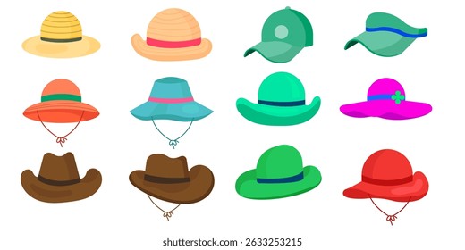 Colorful Summer Hats Collection Straw Hats, Sun Hats, Cowboy Hats, Caps