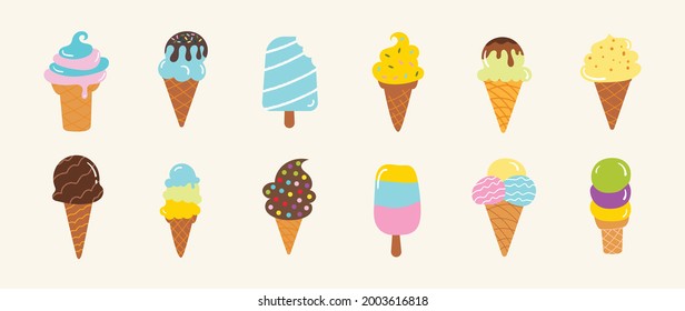 Colorful Summer Ice cream vector illustration. 