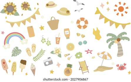 colorful summer icon sets design