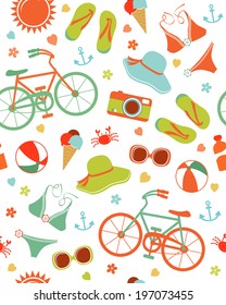 Colorful summer leisure seamless pattern