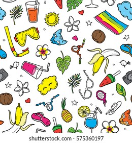 Colorful summer pattern, hand-drawn illustration
