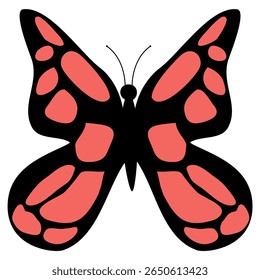 Colorful of summer pink butterflies. Trendy modern vector illustration isolated on transparent background,