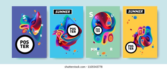 Colorful summer poster design template. Liquid and fluid background for summer in eps 10.