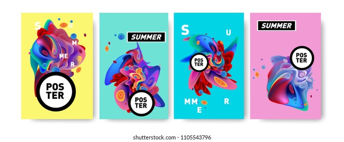 Colorful summer poster design template. Liquid and fluid background for summer in eps 10.