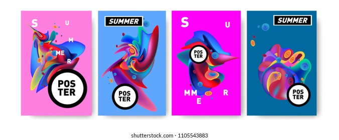 Colorful summer poster design template. Liquid and fluid background for summer in eps 10.