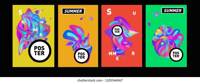 Colorful summer poster design template. Liquid and fluid background for summer in eps 10.