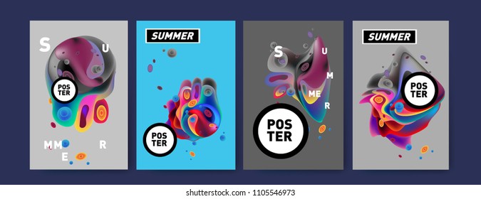 Colorful summer poster design template. Liquid and fluid background for summer in eps 10.