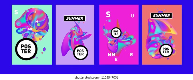 Colorful summer poster design template. Liquid and fluid background for summer in eps 10.