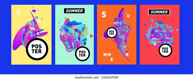 Colorful summer poster design template. Liquid and fluid background for summer in eps 10.