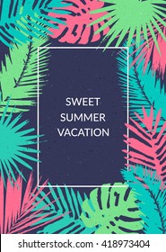 Colorful summer poster with frame for your text. Eps10 vector.