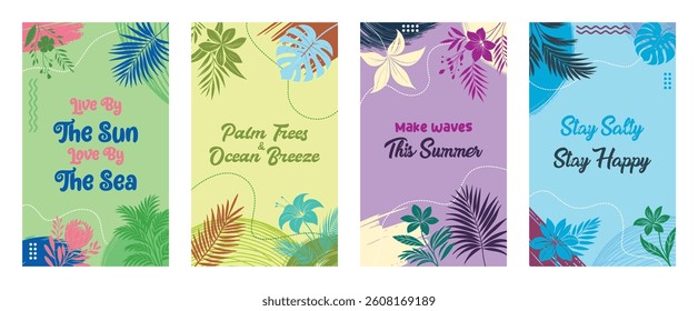 colorful summer poster set with text. summer poster background