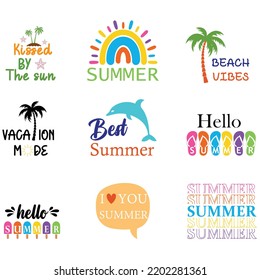 colorful summer quotes design bundle. hello summer quotes design. funny summer quotes svg design bundle. 