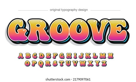 colorful summer rounded groove cartoon typography