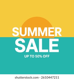 Colorful Summer Sale Design With Sun And Modern Typography Concept